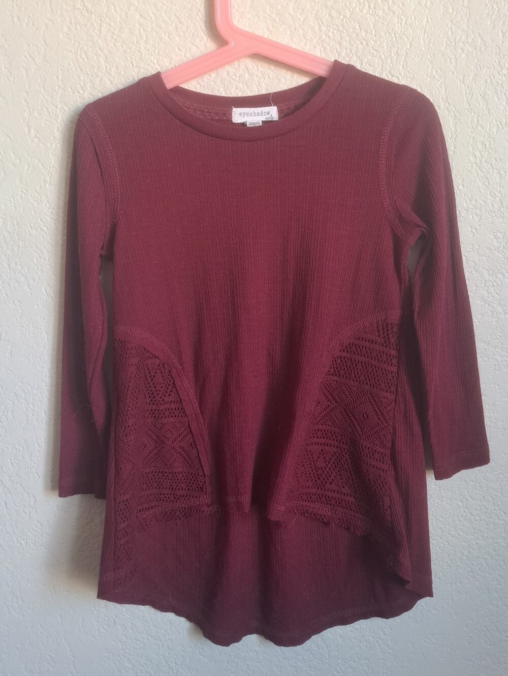 Eyeshadow Girls Red High-low Longsleeve Thermal Top Size 4